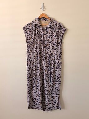 REI Lilac Floral Button-Front Midi Dress